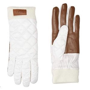 UGG Cream and Brown Quilted Mittens